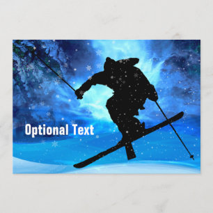 Winter Landscape & Freestyle Skier - Customizable Invitation