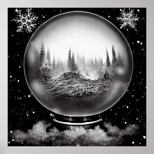 Winter Landscape Globe Poster