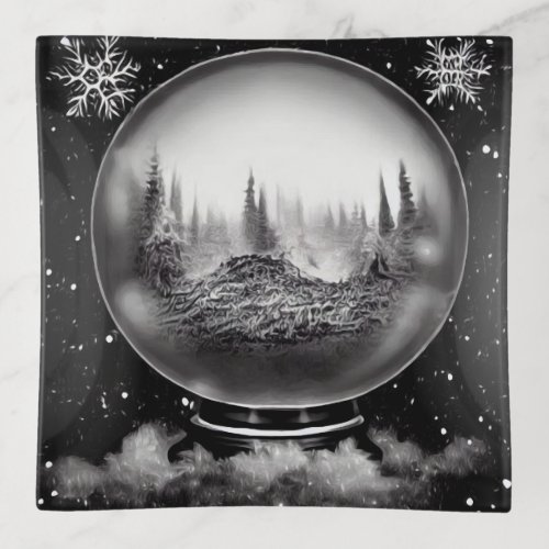 Winter Landscape Globe Trinket Tray