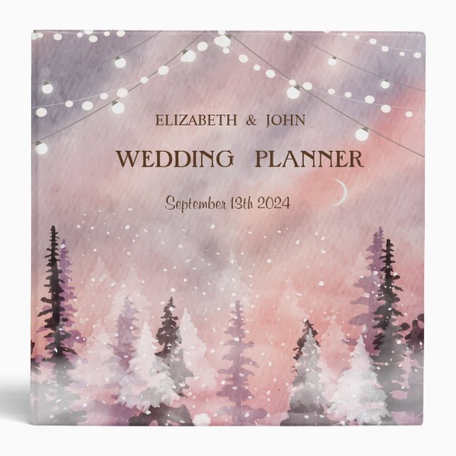 Winter Landscape Greenpine Forest 3 Ring Binder (Front)