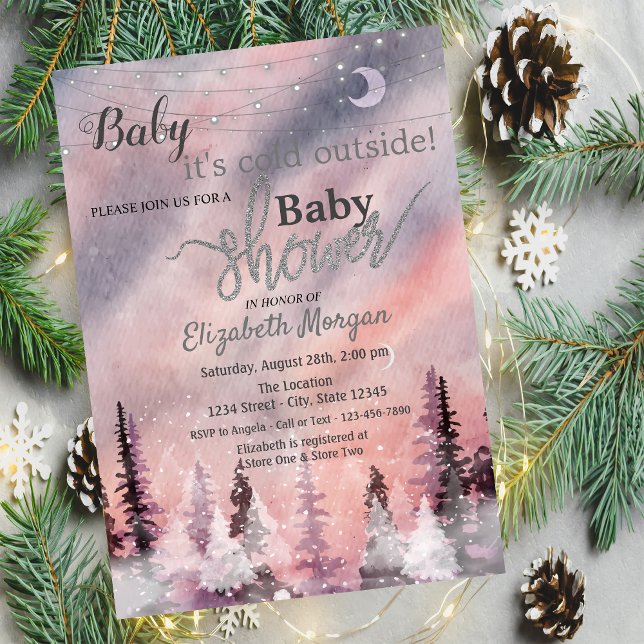 Winter Landscape Greenpine Forest Baby Shower Invitation (Creator Uploaded)