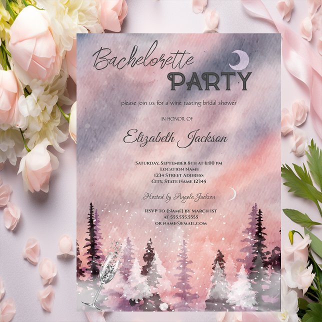 Winter Landscape Greenpine Forest Bachelorette    Invitation (Creator Uploaded)