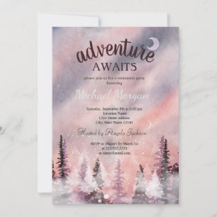 Winter Landscape Greenpine Forest  Retirement Invitation