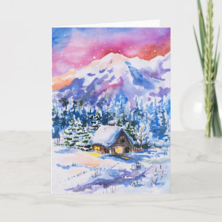 Winter landscape holiday card