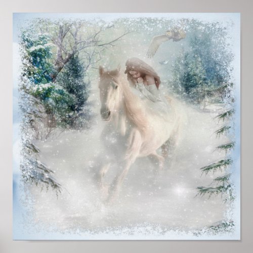 Winter Landscape  Horse Poster