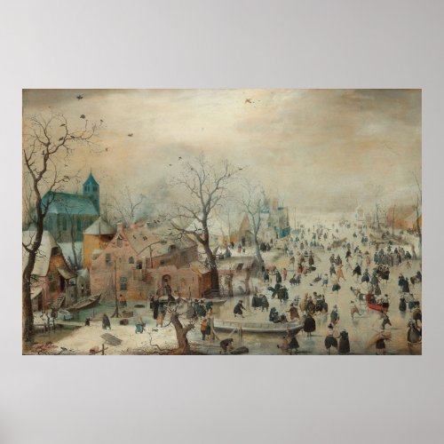 Winter Landscape Ice Skaters by Hendrick Avercamp Poster