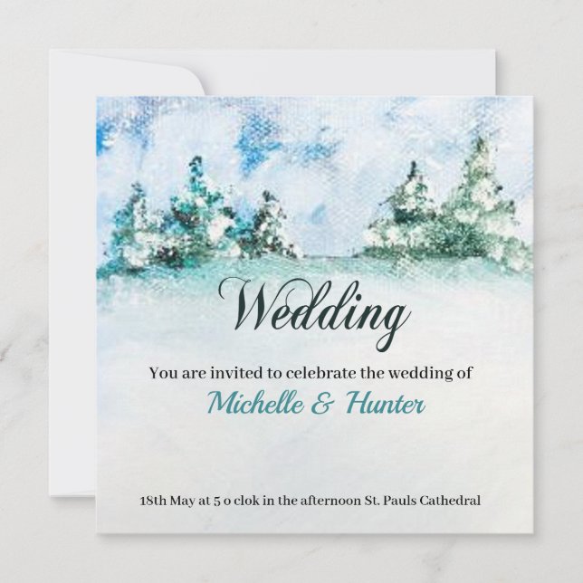 Winter Landscape in Blue Tones Invitation (Front)