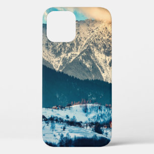 Winter landscape in Carpathian Mountain. Bran, Rom iPhone 12 Case