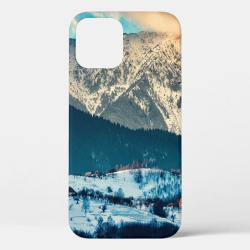 Winter landscape in Carpathian Mountain Bran Rom iPhone 12 Case