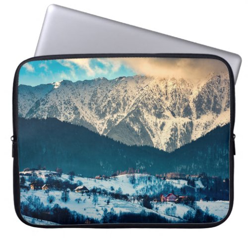 Winter landscape in Carpathian Mountain Bran Rom Laptop Sleeve