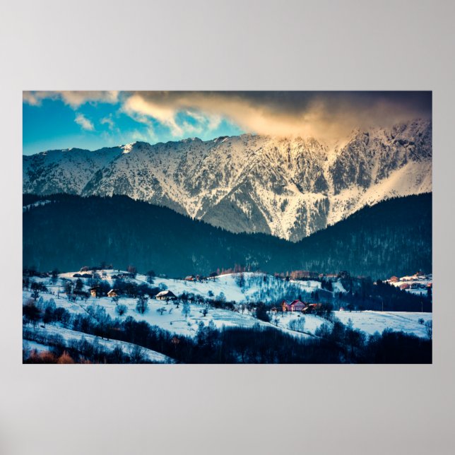 Winter landscape in Carpathian Mountain. Bran, Rom Poster (Front)