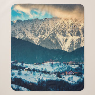 Winter landscape in Carpathian Mountain. Bran, Rom Sherpa Blanket