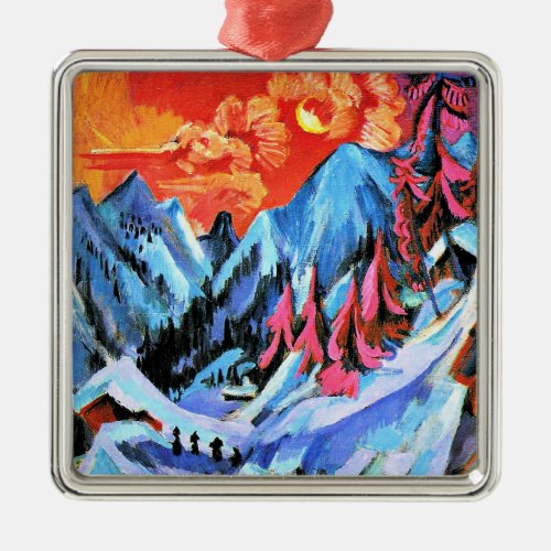 Winter Landscape in Moonlight by Ernst Kirchner Metal Ornament