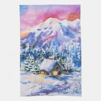 Winter landscape kitchen towel