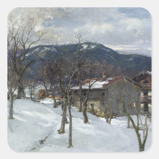 Winter landscape near Kutterling, 1899 Square Sticker (Front)