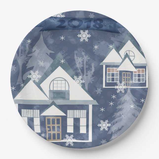 Winter landscape paper plates (Front)