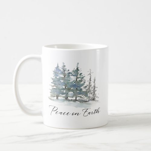 Winter Landscape Peace on Earth Watercolor Coffee Mug