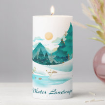 Winter Landscape Pillar Candle