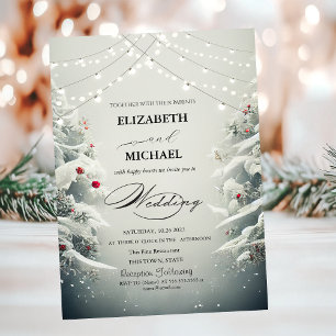 Winter Landscape Pine Tree Snow Script Invitation