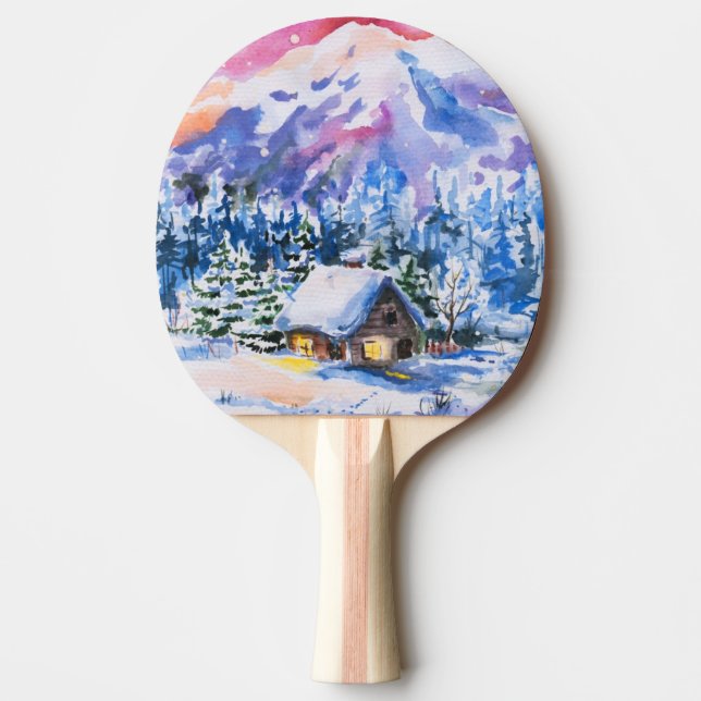Winter landscape ping pong paddle (Front)