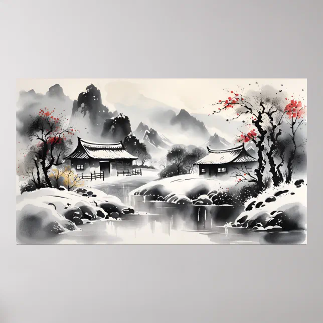 Winter landscape poster | Zazzle
