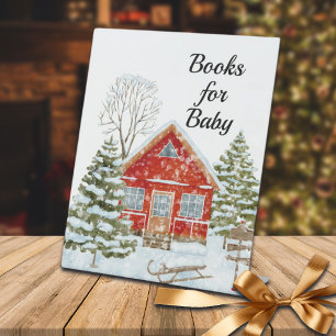 Winter Landscape Red House Books for Baby Pedestal Sign