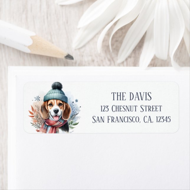 Winter Landscape Scarf Beagle -  Label (Insitu)