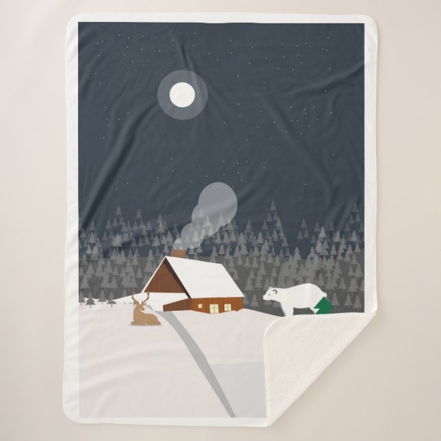 Winter landscape sherpa blanket (Front)
