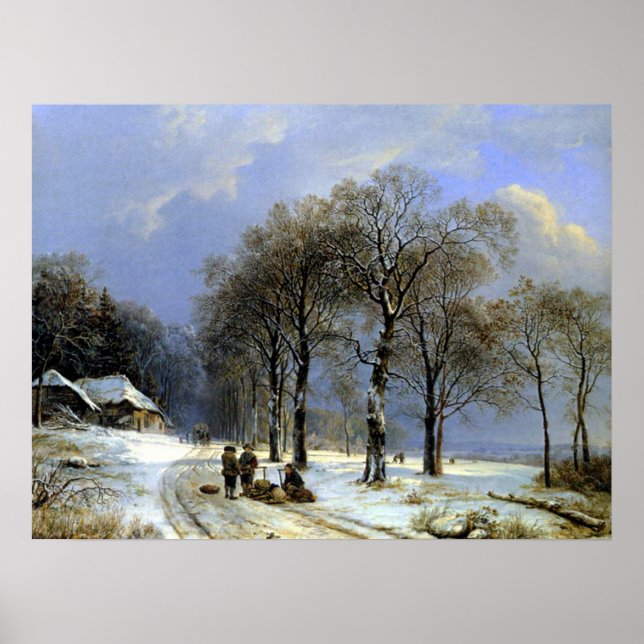 Winter Landscape Sleigh - Koekkoek Poster (Front)