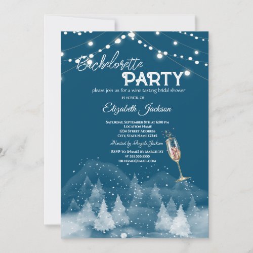 Winter Landscape Snow Bachelorette   Invitation