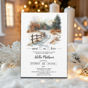 Winter Landscape Snow in Love Bridal Shower Invitation