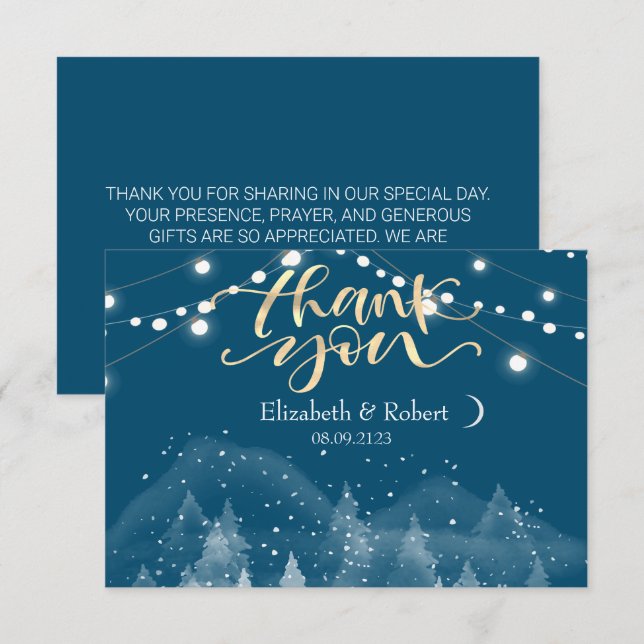 Winter Landscape Snow Thank You Card (Front/Back)