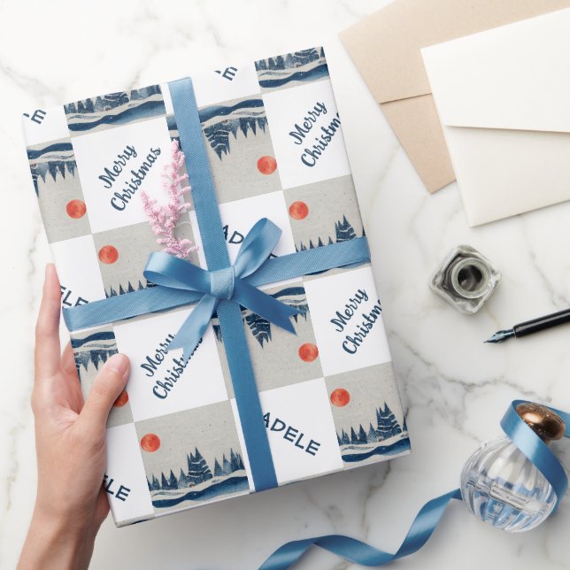 Winter Landscape Snowy Forest Moon Christmas  Wrapping Paper (Gifting)