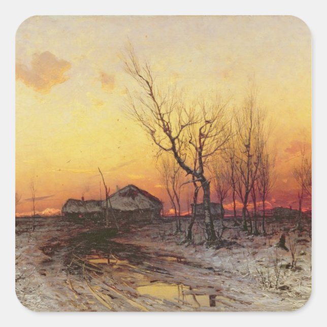 Winter Landscape Square Sticker (Front)
