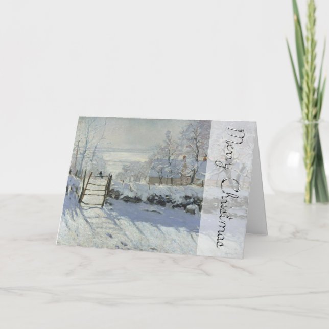 Winter Landscape The Magpie By Monet Christmas Holiday Card (Front)