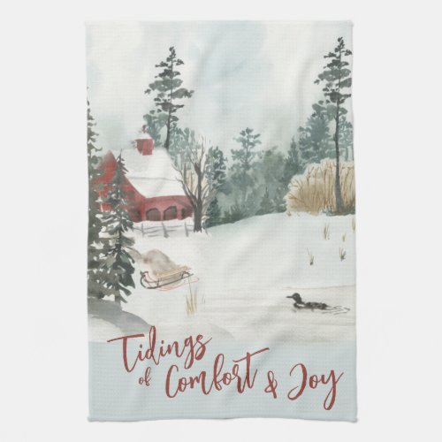 Winter Landscape Tidings of Comfort and Joy Kitchen Towel