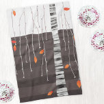 Winter Landscape Tree Art Kitchen Towel<br><div class="desc">The Last of the Leaves.  Minimalist contemporary landscape painting featuring a tree in late autumn or fall,  at the beginning of winter with bright colorful falling leaves on a monochrome black and white abstract background. Original art by Nic Squirrell.</div>