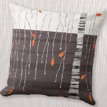 Winter Landscape Tree Art Throw Pillow<br><div class="desc">The Last of the Leaves.  Minimalist contemporary landscape painting featuring a tree in late autumn or fall,  at the beginning of winter with bright colorful falling leaves on a monochrome black and white abstract background. Original art by Nic Squirrell.</div>