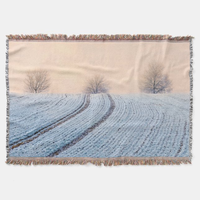 Winter Landscape Trees with Hoarfrost cozy Blanket (Front)