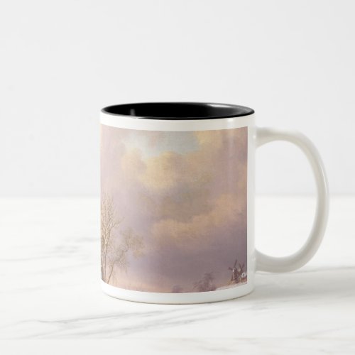 Winter Landscape with a Castle Two_Tone Coffee Mug