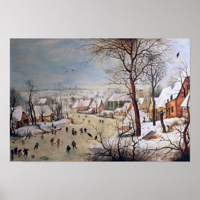 Winter Landscape with Birdtrap, 1601 Poster (Front)