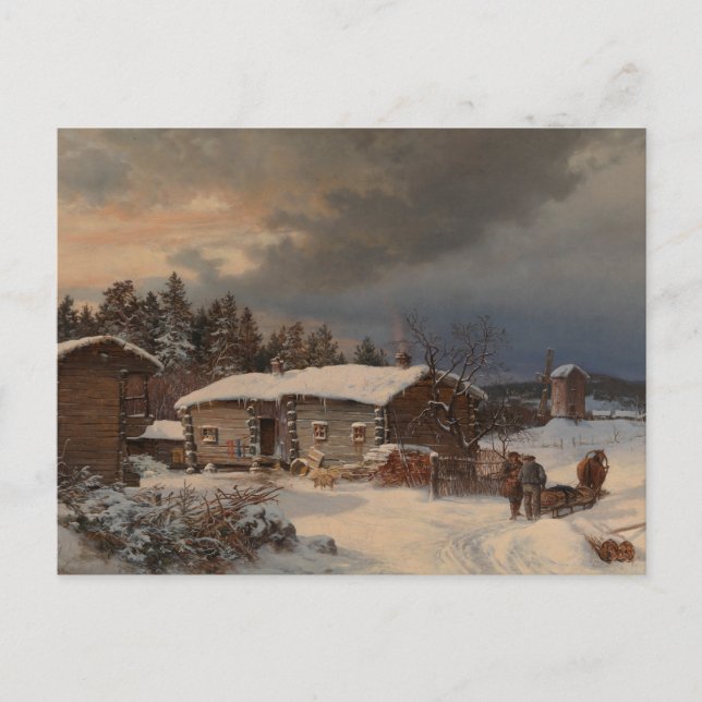 Winter Landscape With Farmhouse In Häme Postcard (Front)