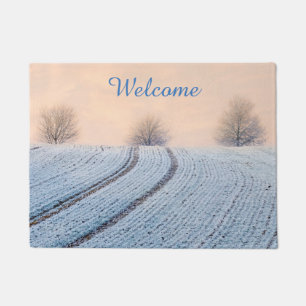 Winter Landscape with Hoarfrost Personalized Entry Doormat