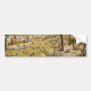 Winter Landscape with Ice Skaters and Bird Trap Bumper Sticker