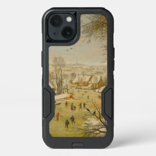 Winter Landscape with Ice Skaters and Bird Trap iPhone 13 Case