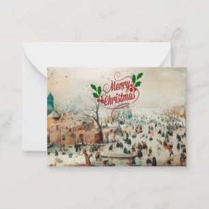 Winter Landscape with Ice Skaters - Christmas Note Card