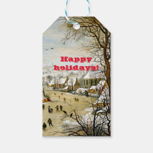 Winter Landscape with Ice skaters Gift Tags