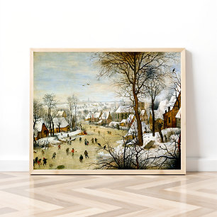 Winter Landscape with Ice skaters Poster