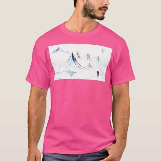 Winter Landscape With Mountains Long T-Shirt (Front)