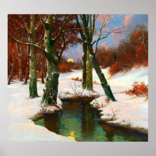 Winter Landscape with Rising Moon Adolf Kaufmann Poster